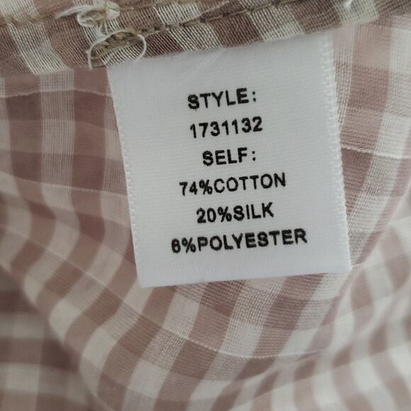 Current Air Brown Gingham Folded Sleeve Hem Button Down Top  XSMALL NWT - Picture 9 of 14